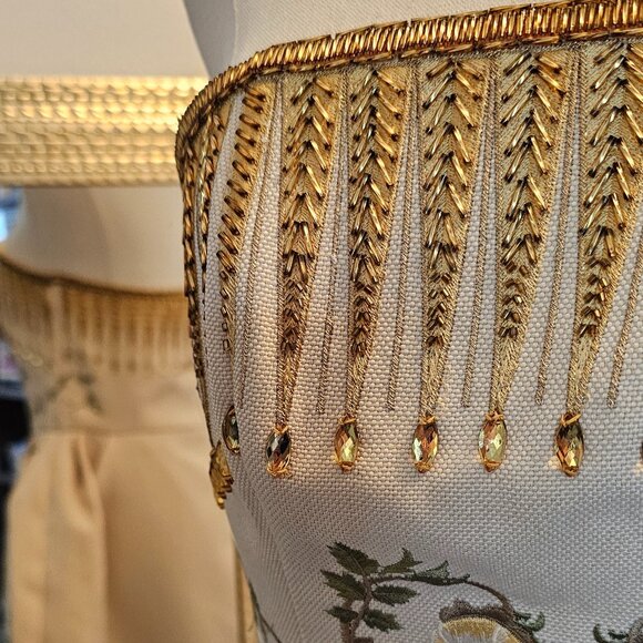 Whimsical Fairytale Strapless Dress Sz 8 L Wedding Garden Embroidered Tea Length - Picture 11 of 12